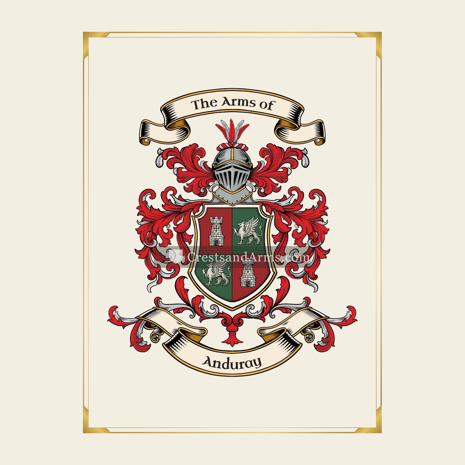 With gold border