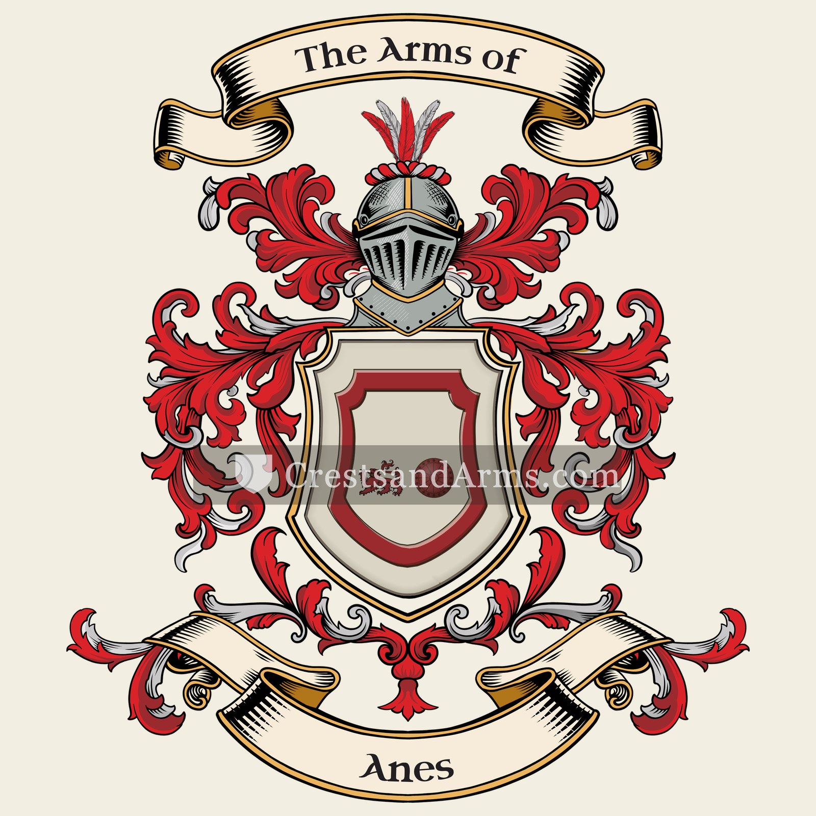 The Anes coat of arms, drawn from the recorded blazon