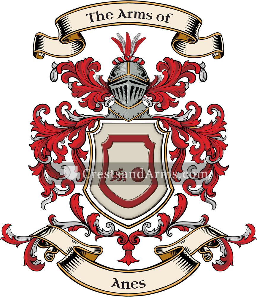 The Anes coat of arms, drawn from the recorded blazon
