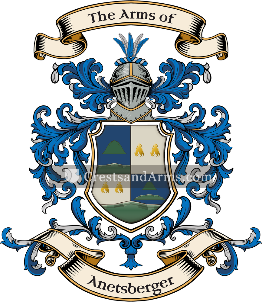 The Anetsberger coat of arms, drawn from the recorded blazon