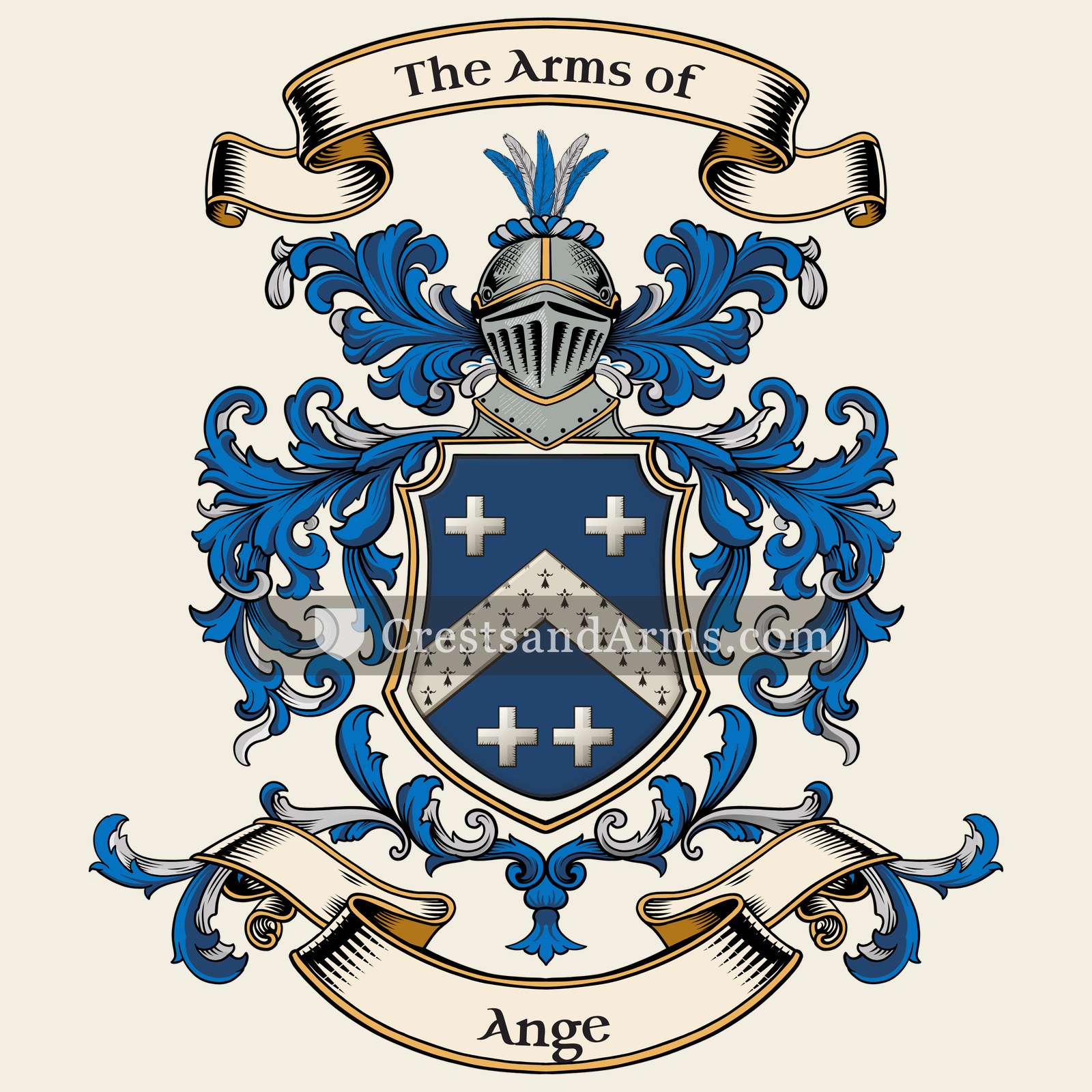 The Ange coat of arms, drawn from the recorded blazon