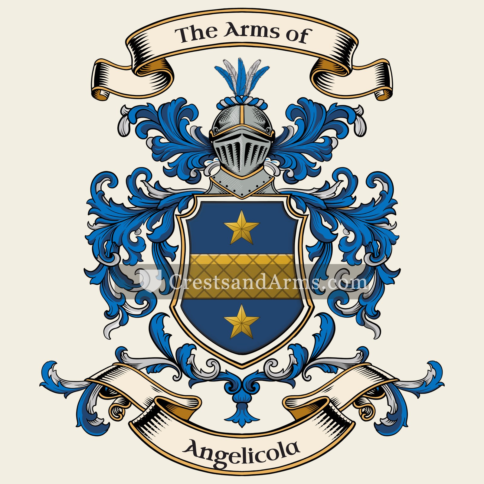 The Angelicola coat of arms, drawn from the recorded blazon