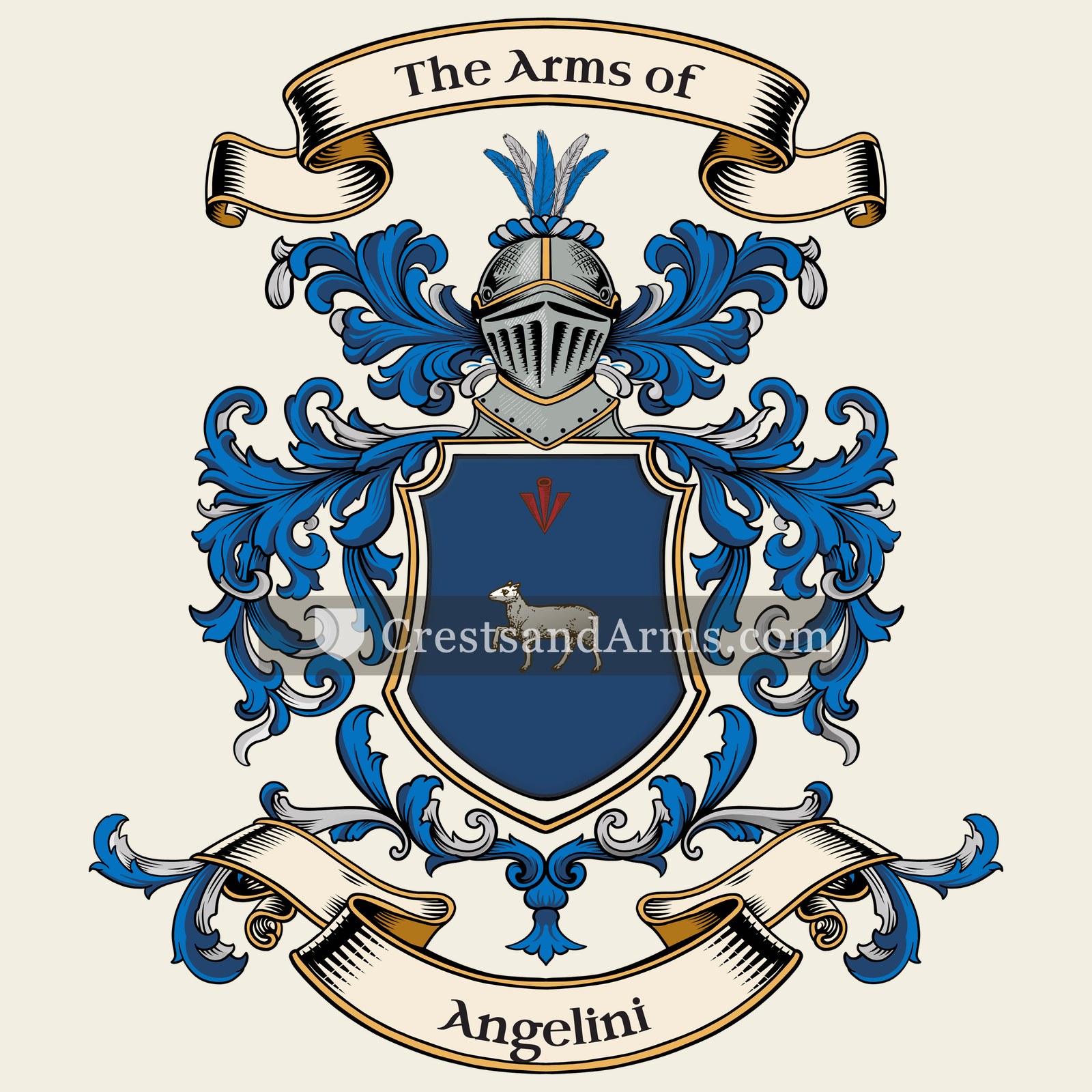 The Angelini coat of arms, drawn from the recorded blazon