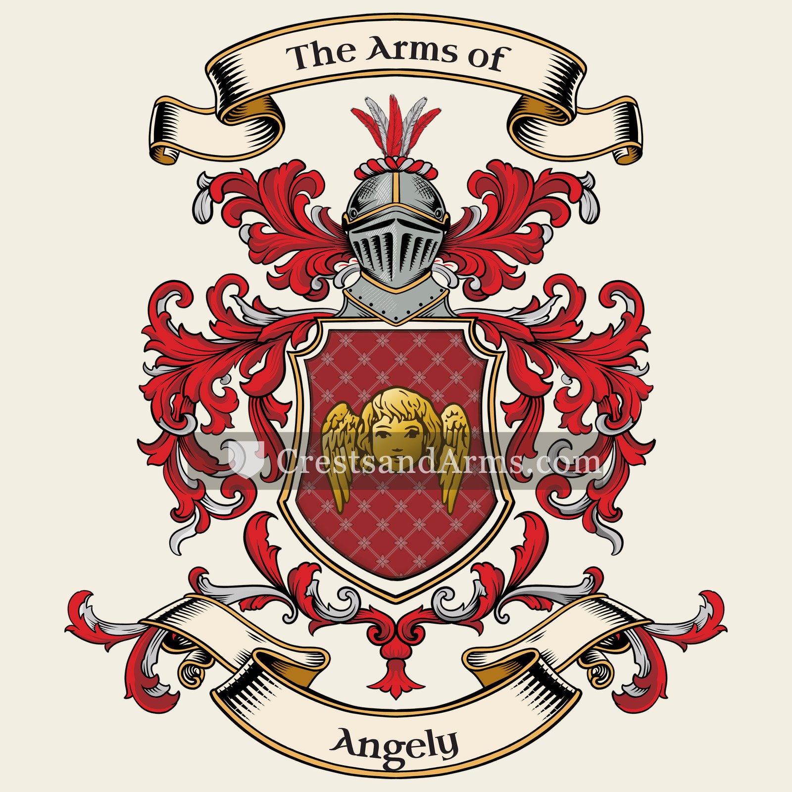 The Angely coat of arms, drawn from the recorded blazon