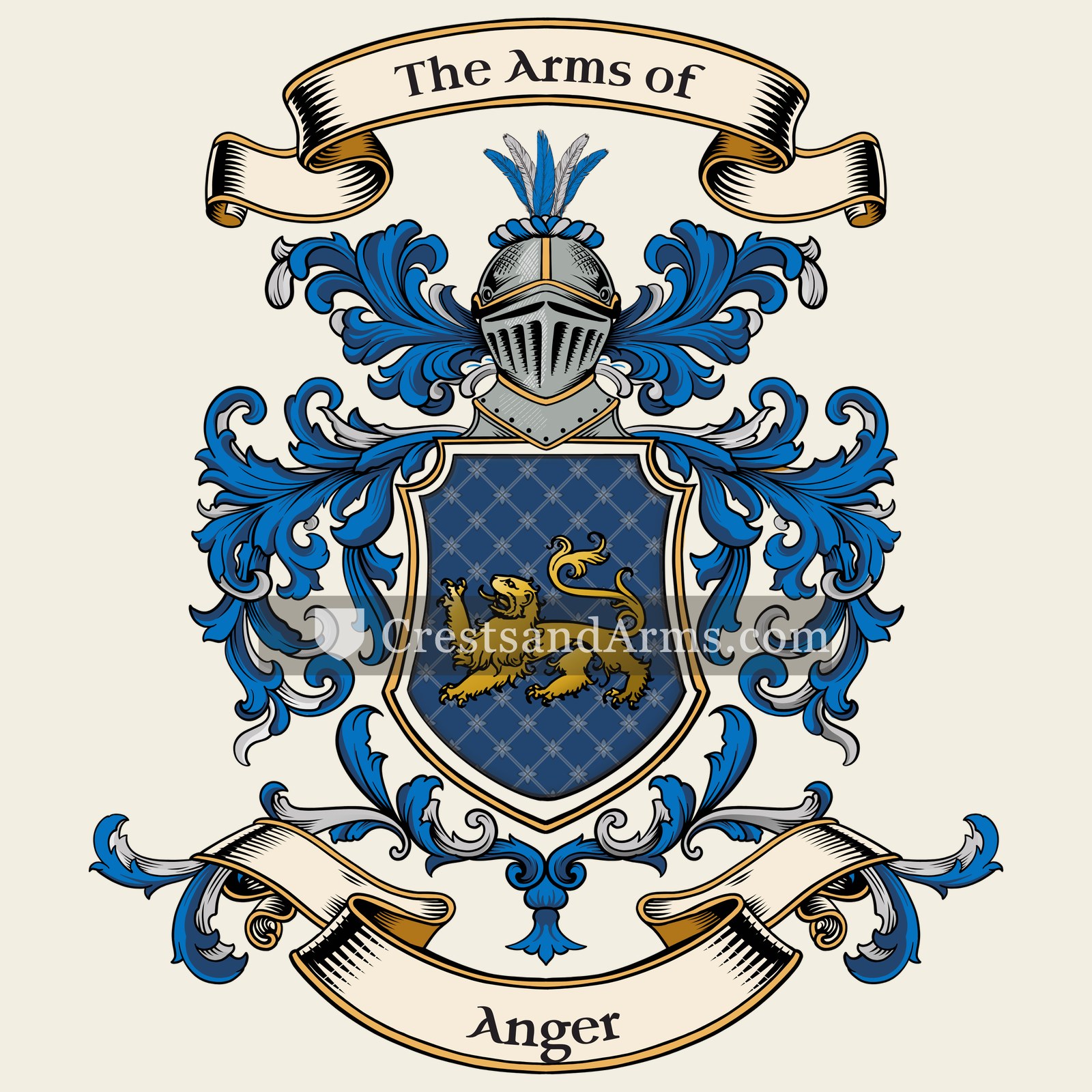 The Anger coat of arms, drawn from the recorded blazon