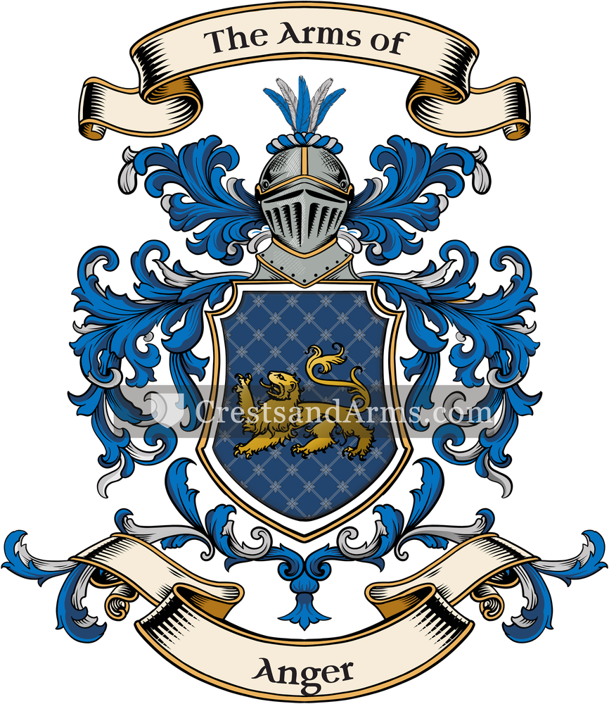 The Anger coat of arms, drawn from the recorded blazon