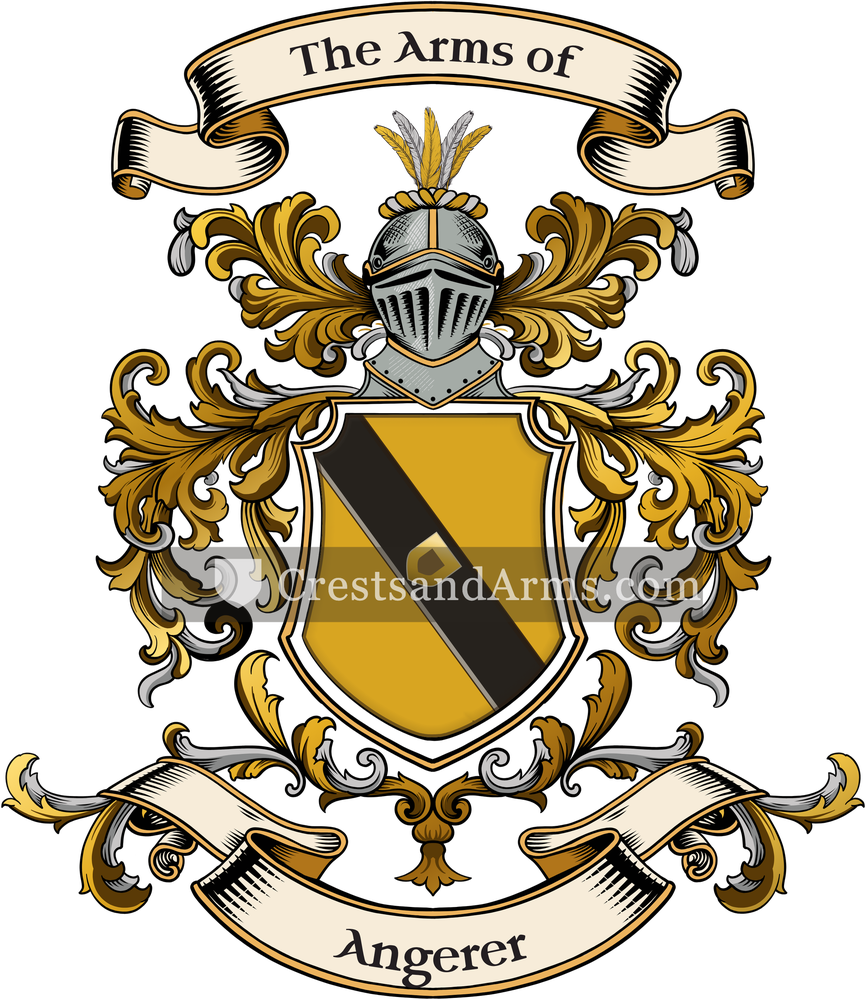 The Angerer coat of arms, drawn from the recorded blazon