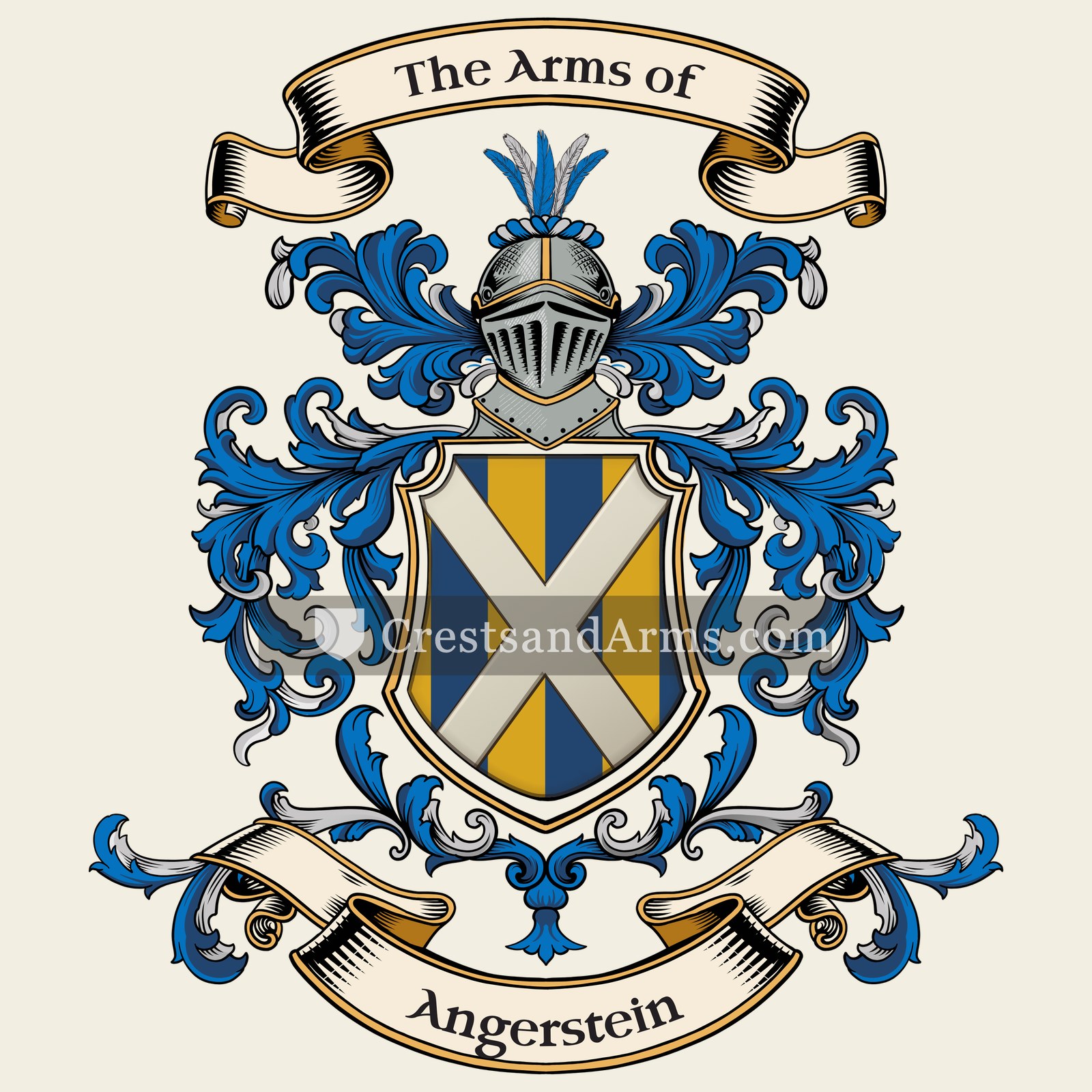 The Angerstein coat of arms, drawn from the recorded blazon