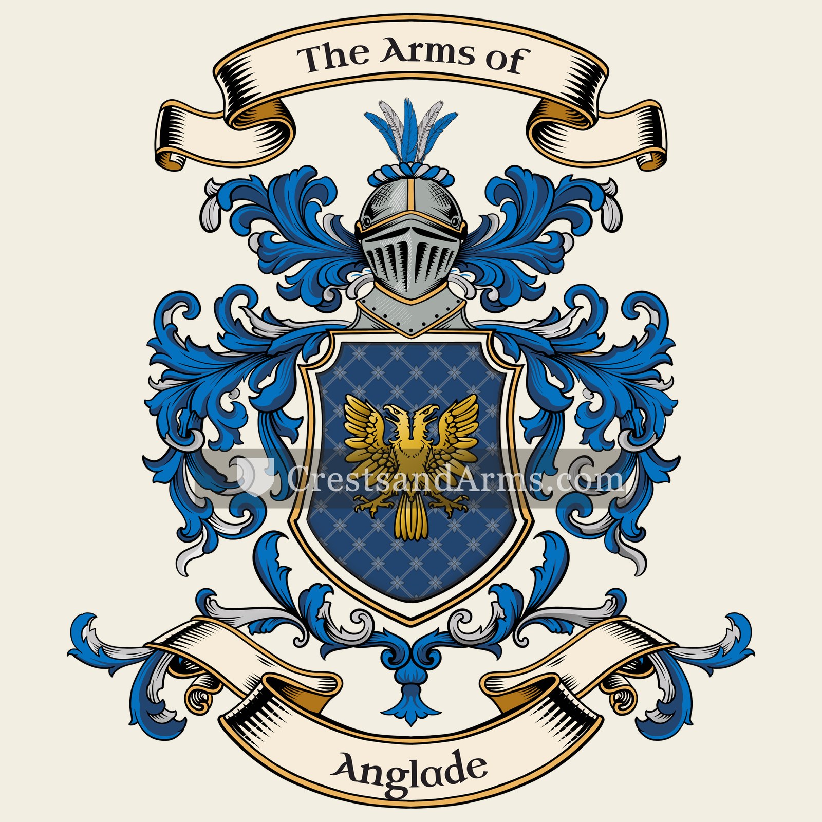 The Anglade coat of arms, drawn from the recorded blazon