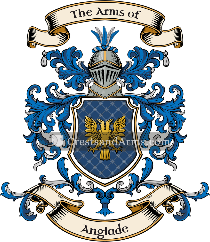 The Anglade coat of arms, drawn from the recorded blazon