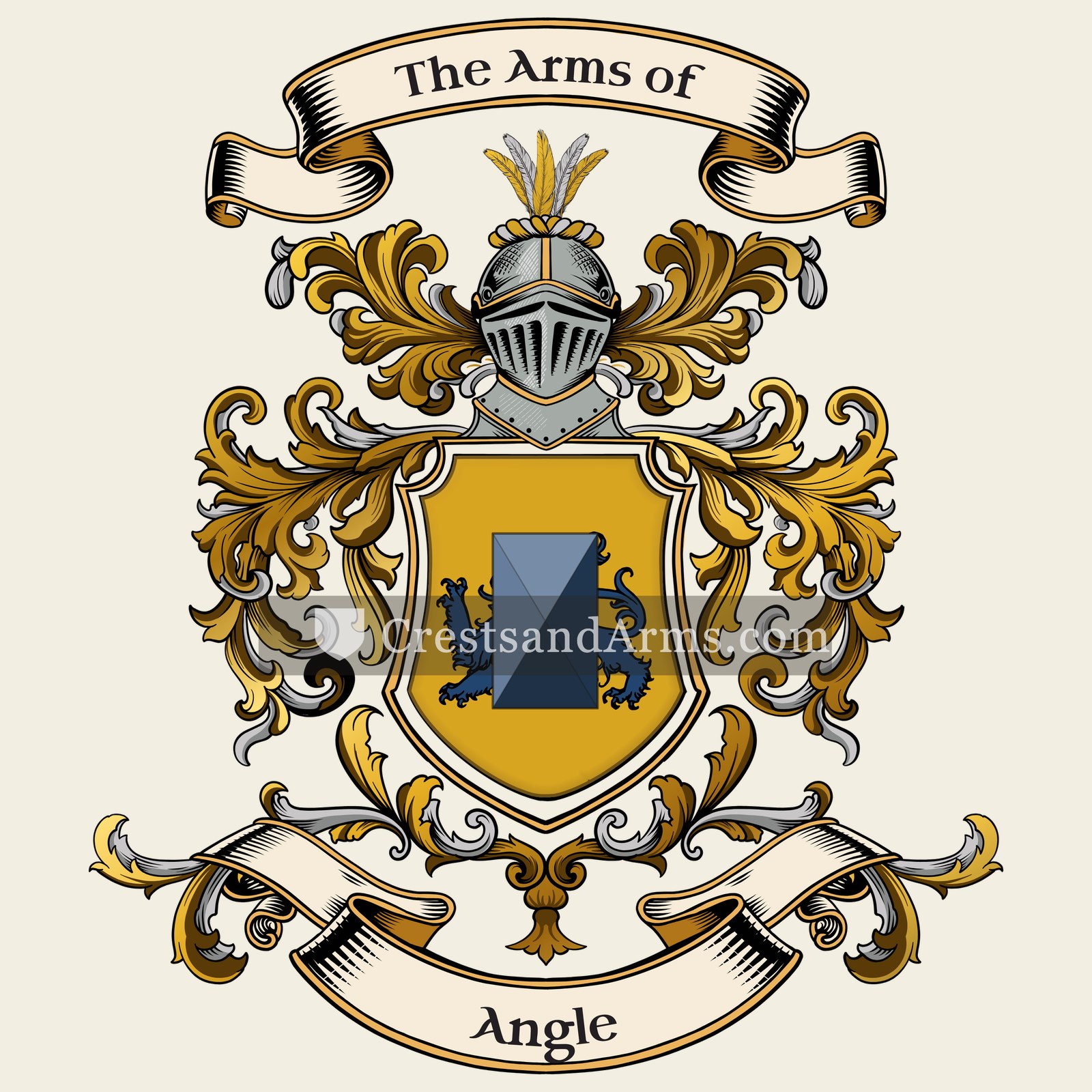 The Angle coat of arms, drawn from the recorded blazon