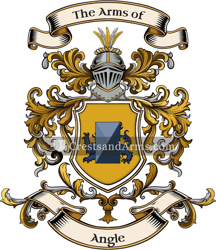 The Angle coat of arms, drawn from the recorded blazon