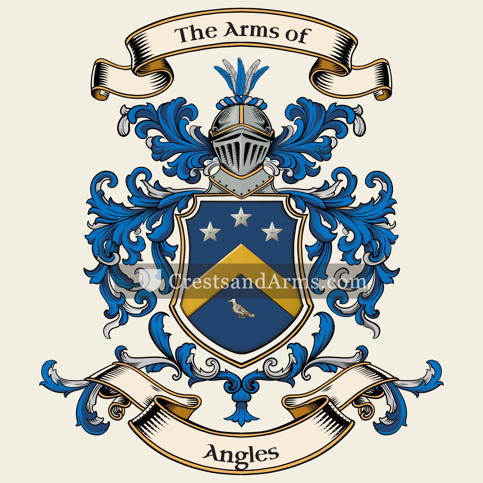 The Angles coat of arms, drawn from the recorded blazon