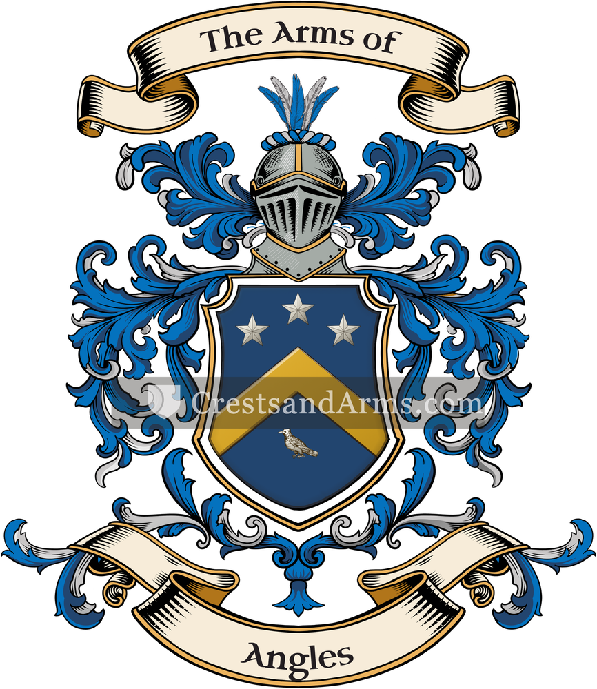 The Angles coat of arms, drawn from the recorded blazon