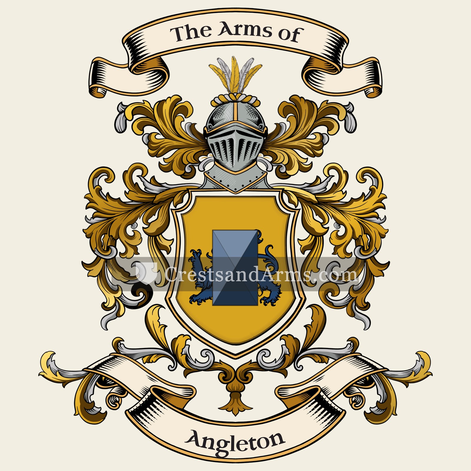 The Angleton coat of arms, drawn from the recorded blazon
