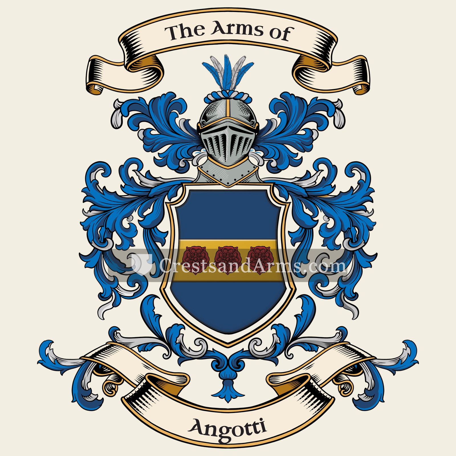 The Angotti coat of arms, drawn from the recorded blazon