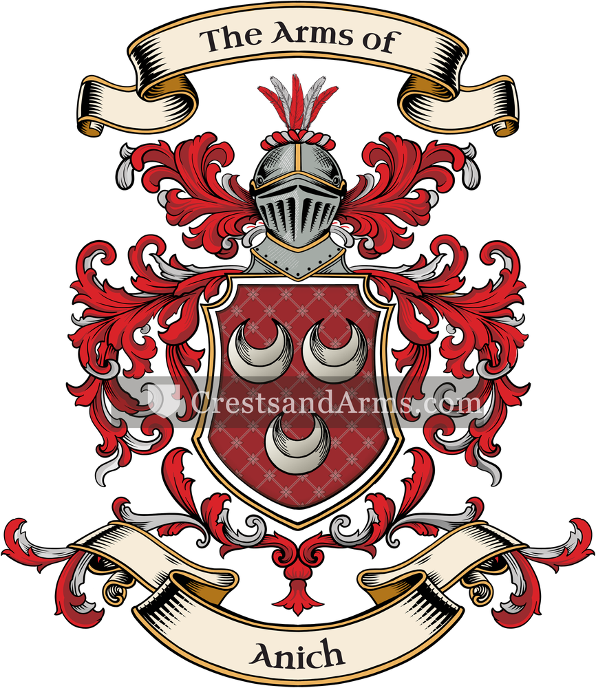The Anich coat of arms, drawn from the recorded blazon