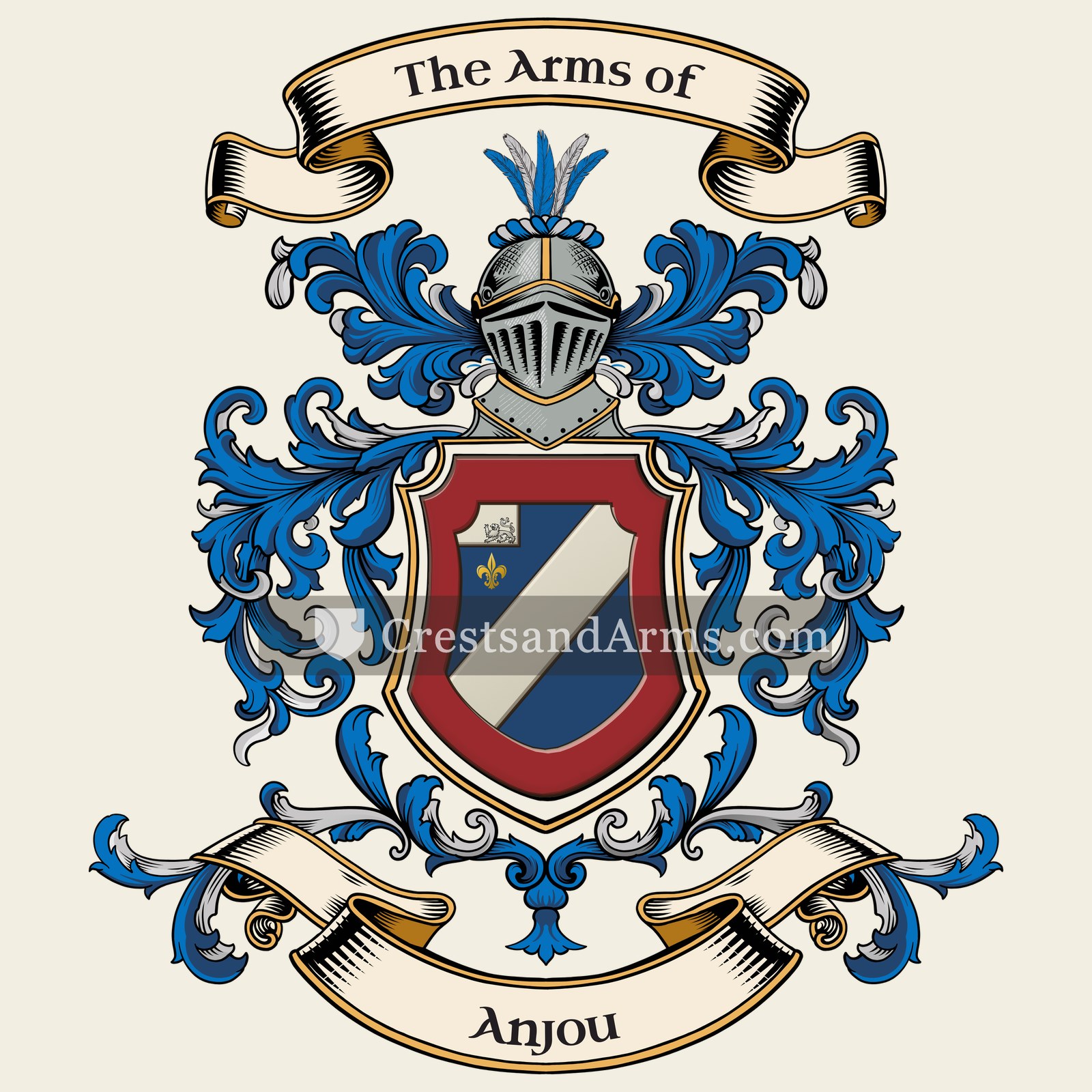 The Anjou coat of arms, drawn from the recorded blazon