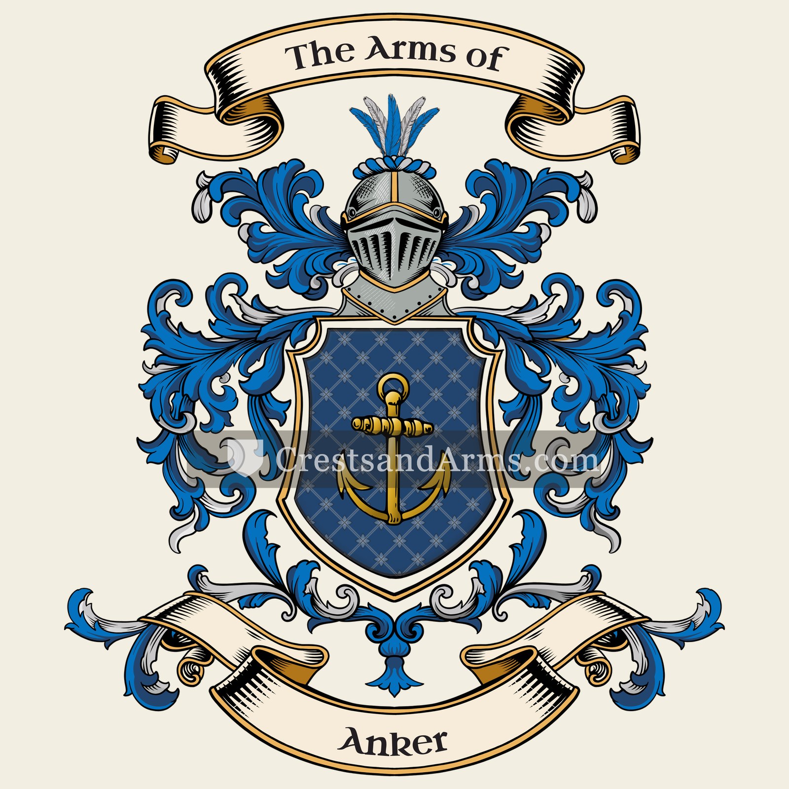 The Anker coat of arms, drawn from the recorded blazon