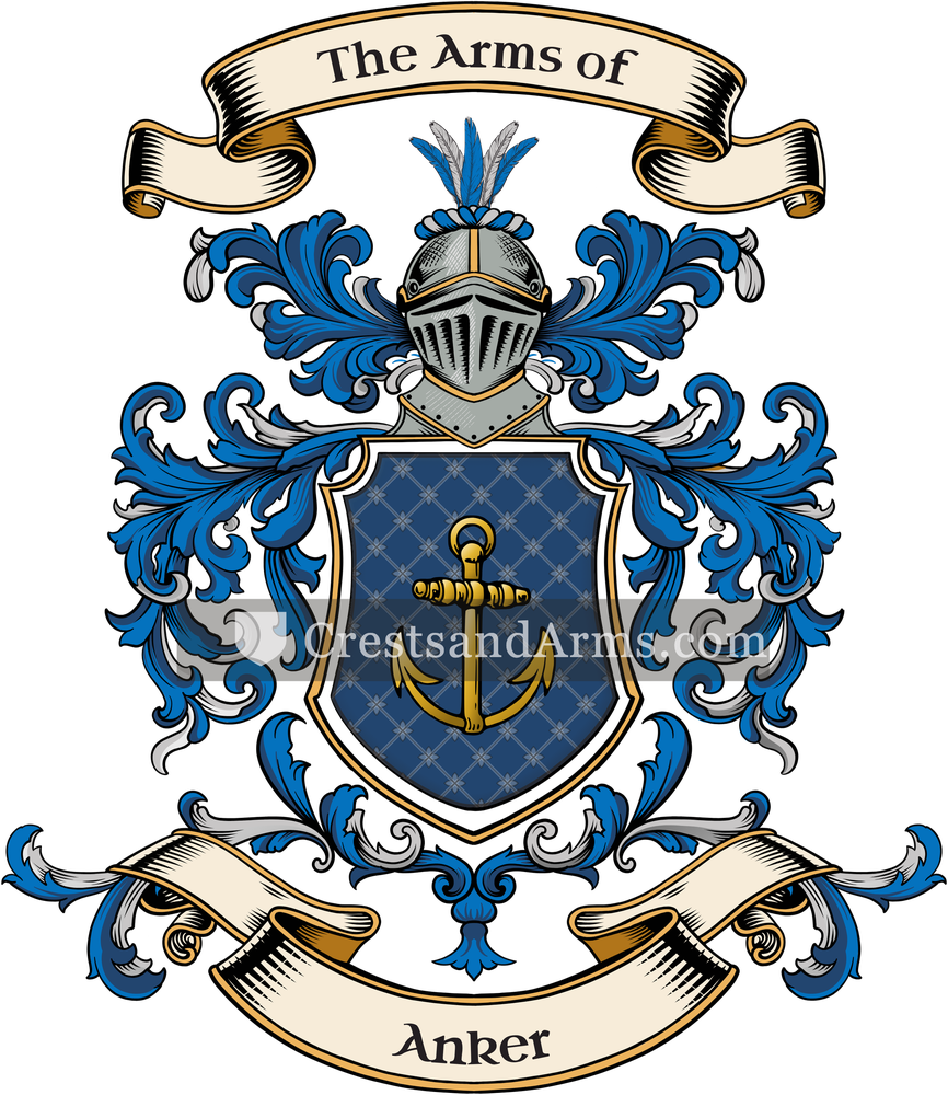 The Anker coat of arms, drawn from the recorded blazon