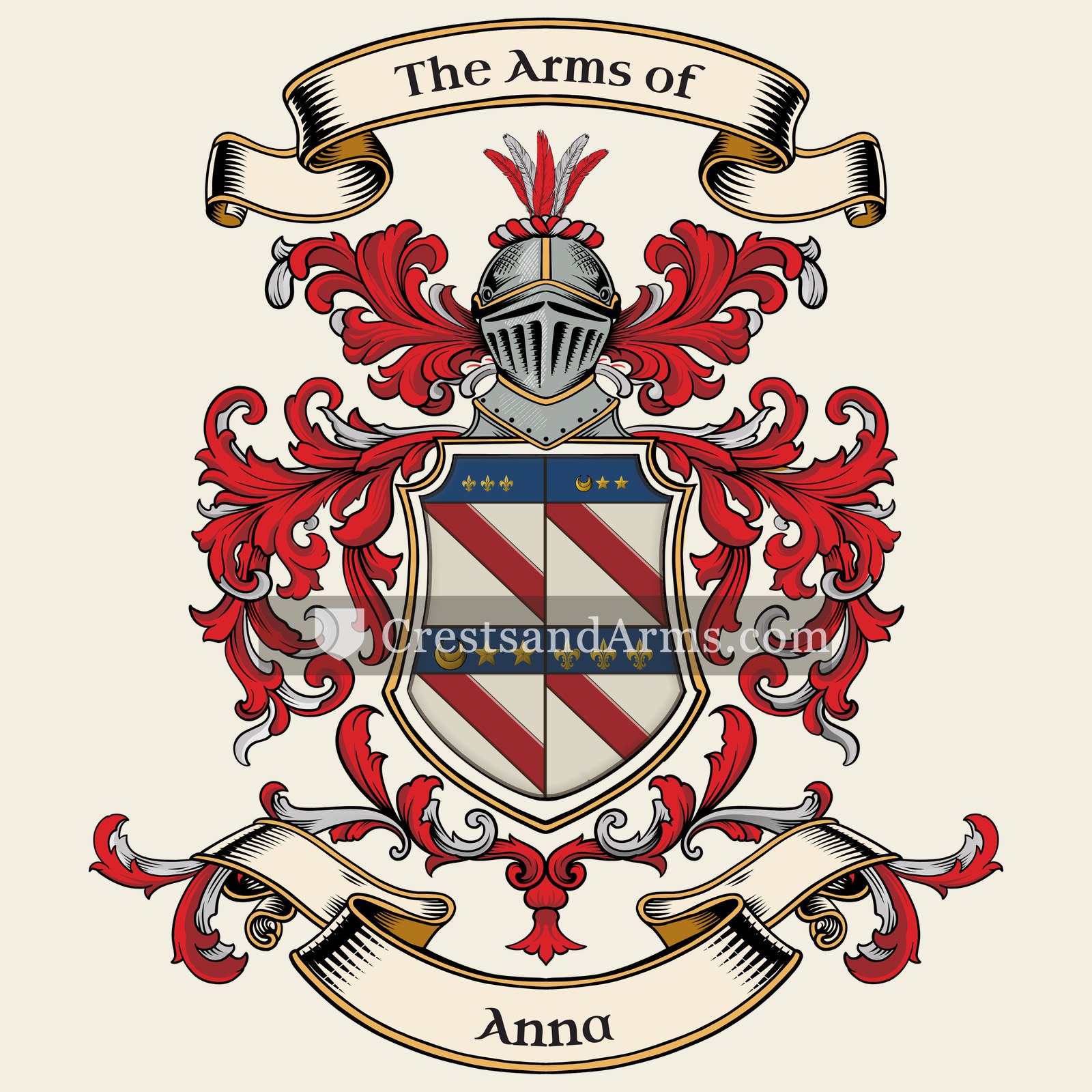The Anna coat of arms, drawn from the recorded blazon