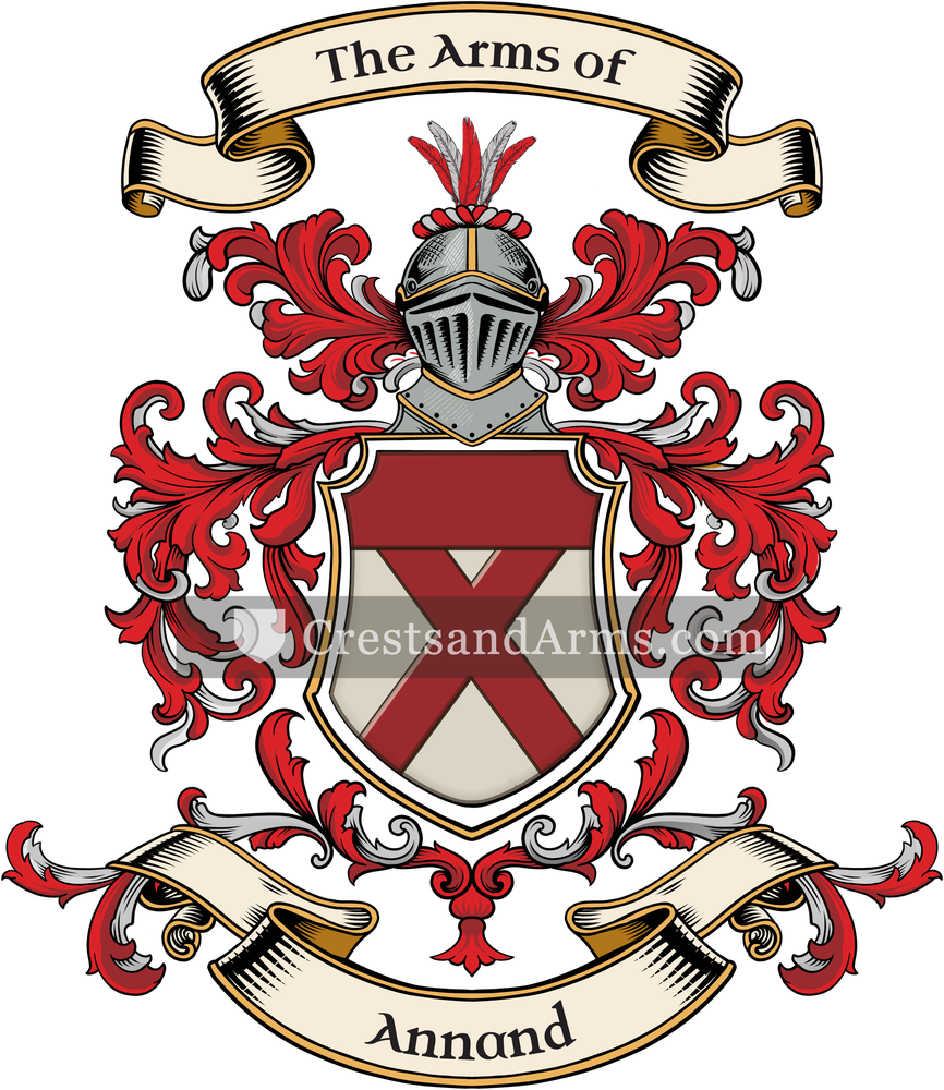The Annand coat of arms, drawn from the recorded blazon