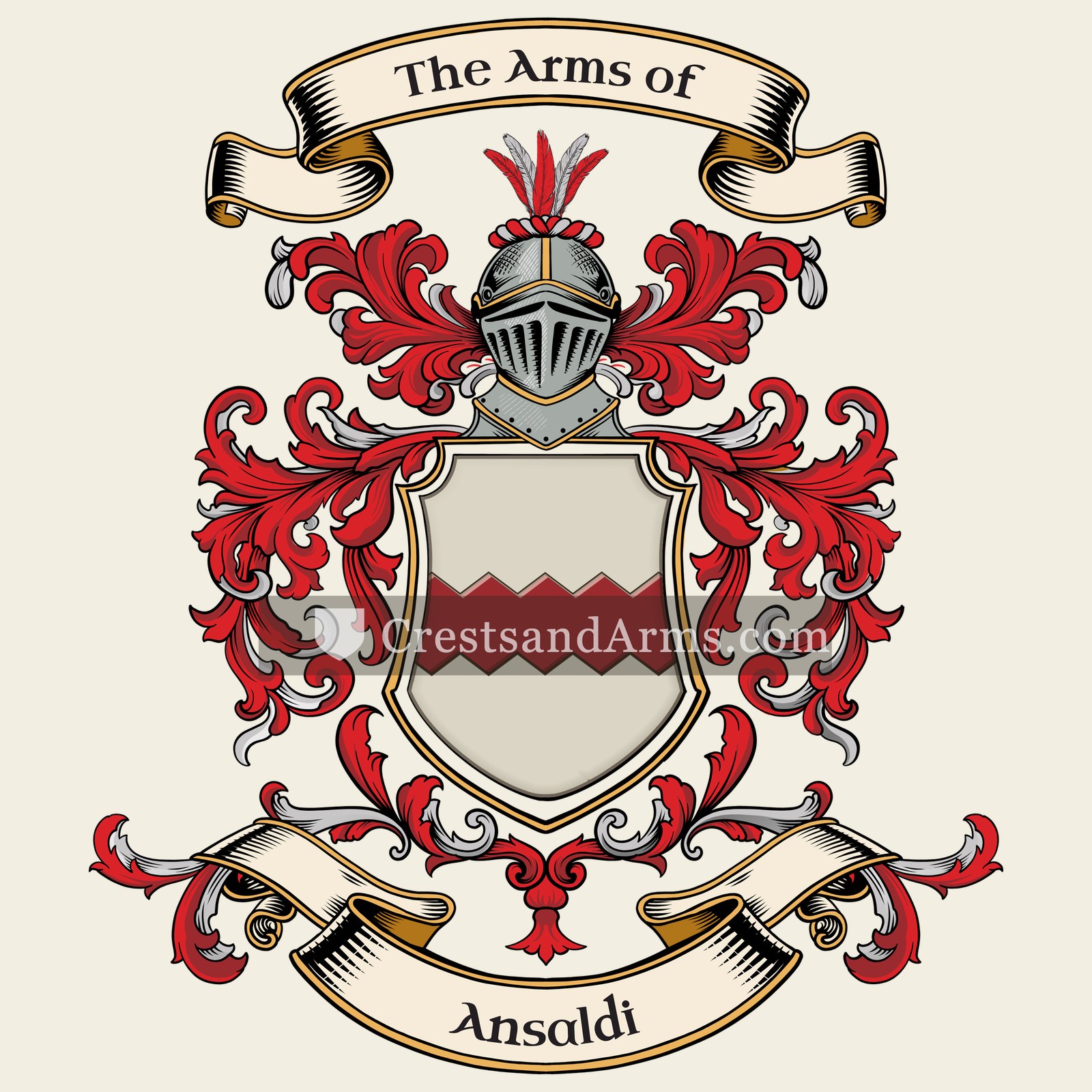 The Ansaldi coat of arms, drawn from the recorded blazon