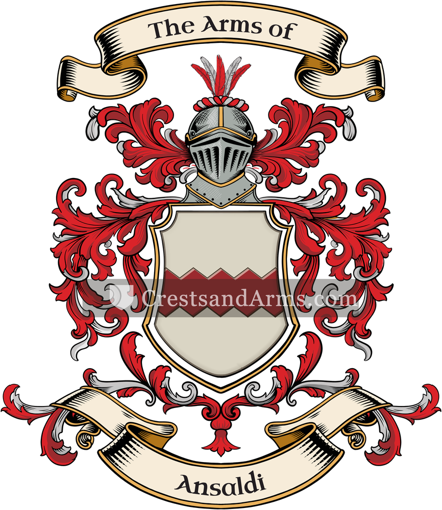 The Ansaldi coat of arms, drawn from the recorded blazon