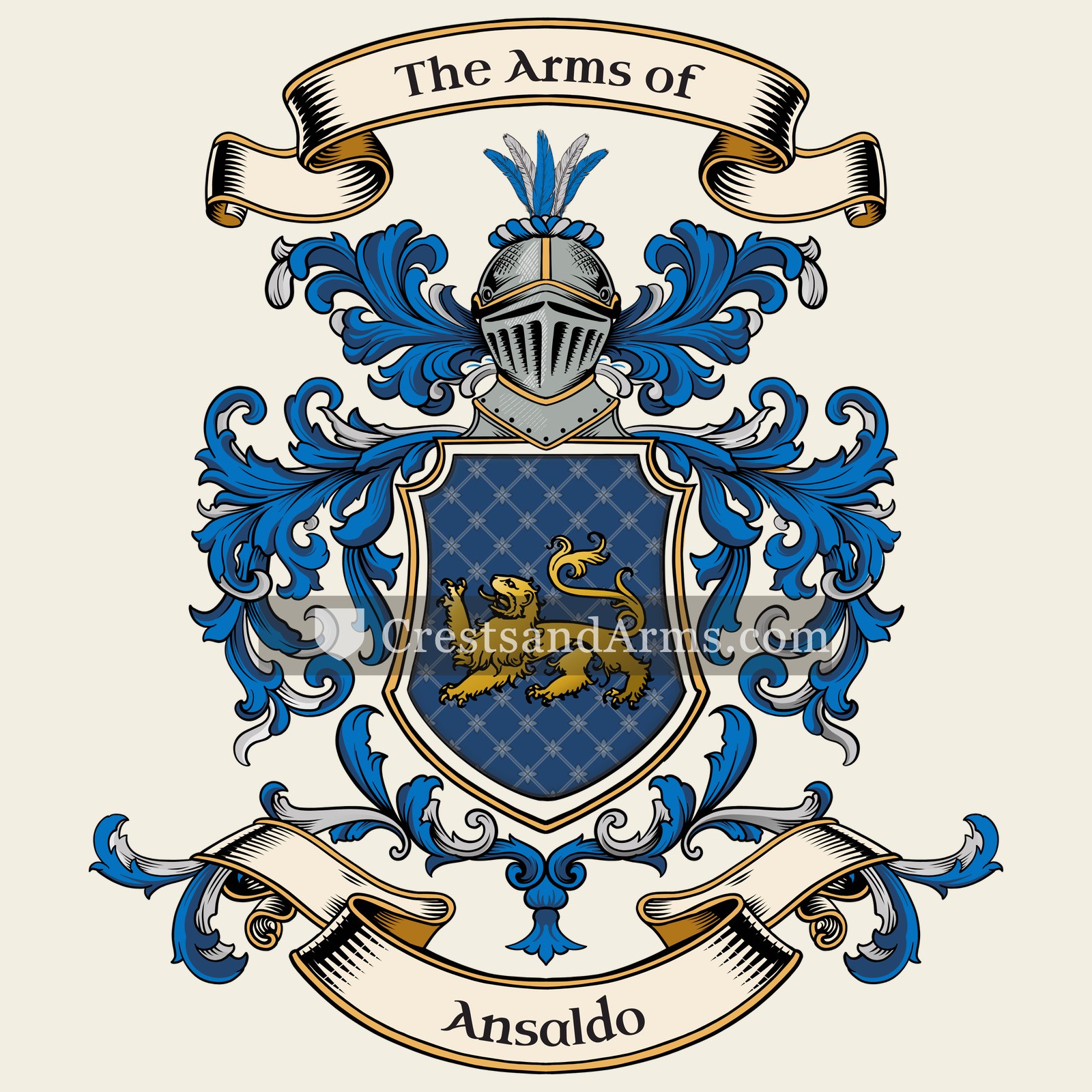 The Ansaldo coat of arms, drawn from the recorded blazon