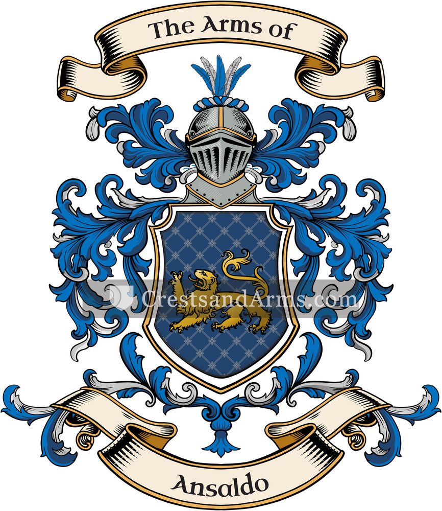 The Ansaldo coat of arms, drawn from the recorded blazon