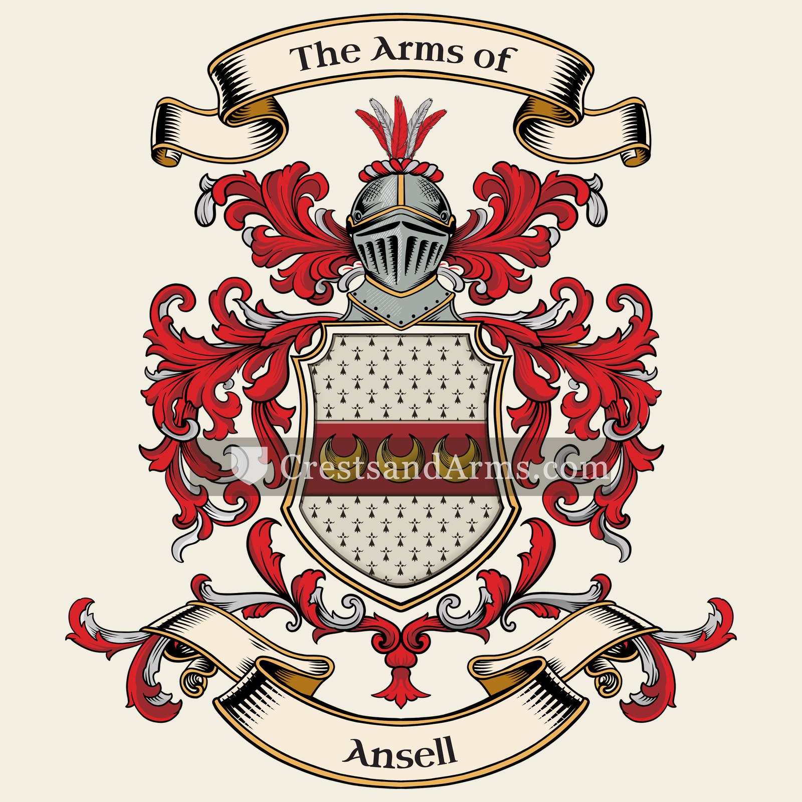 The Ansell coat of arms, drawn from the recorded blazon