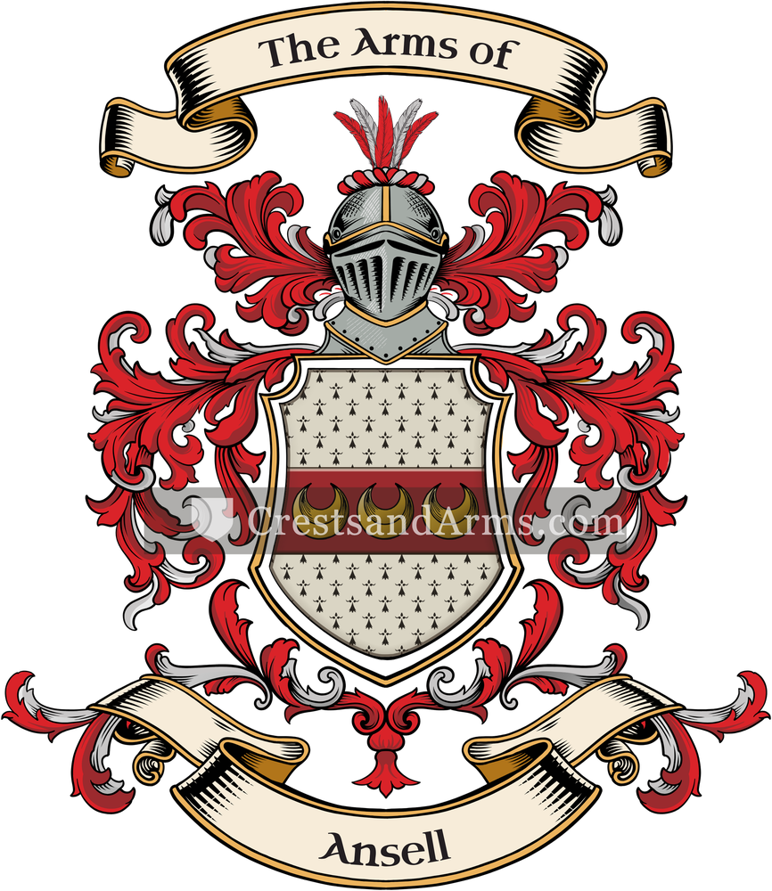 The Ansell coat of arms, drawn from the recorded blazon