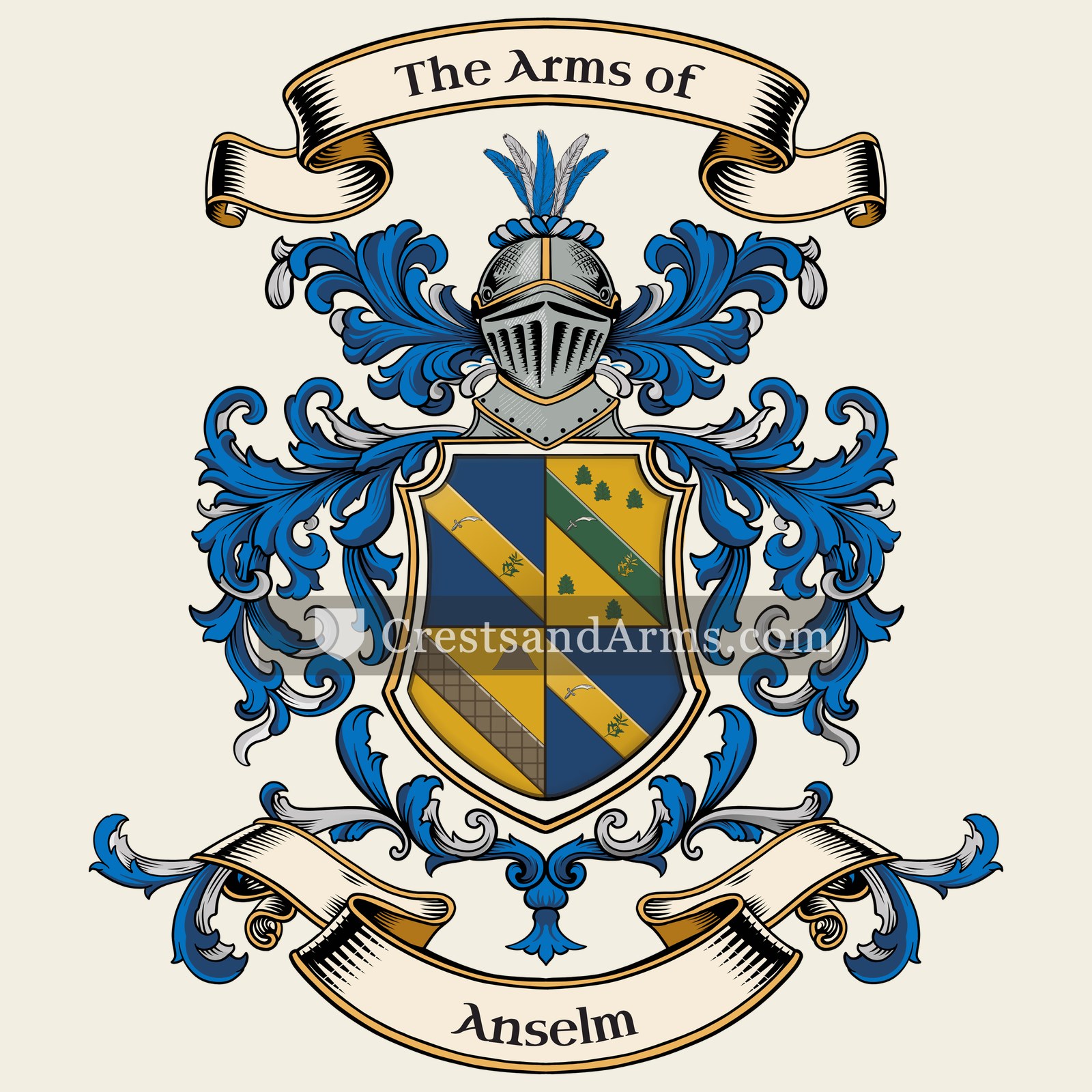 The Anselm coat of arms, drawn from the recorded blazon