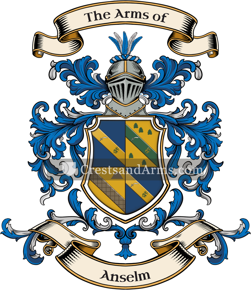 The Anselm coat of arms, drawn from the recorded blazon