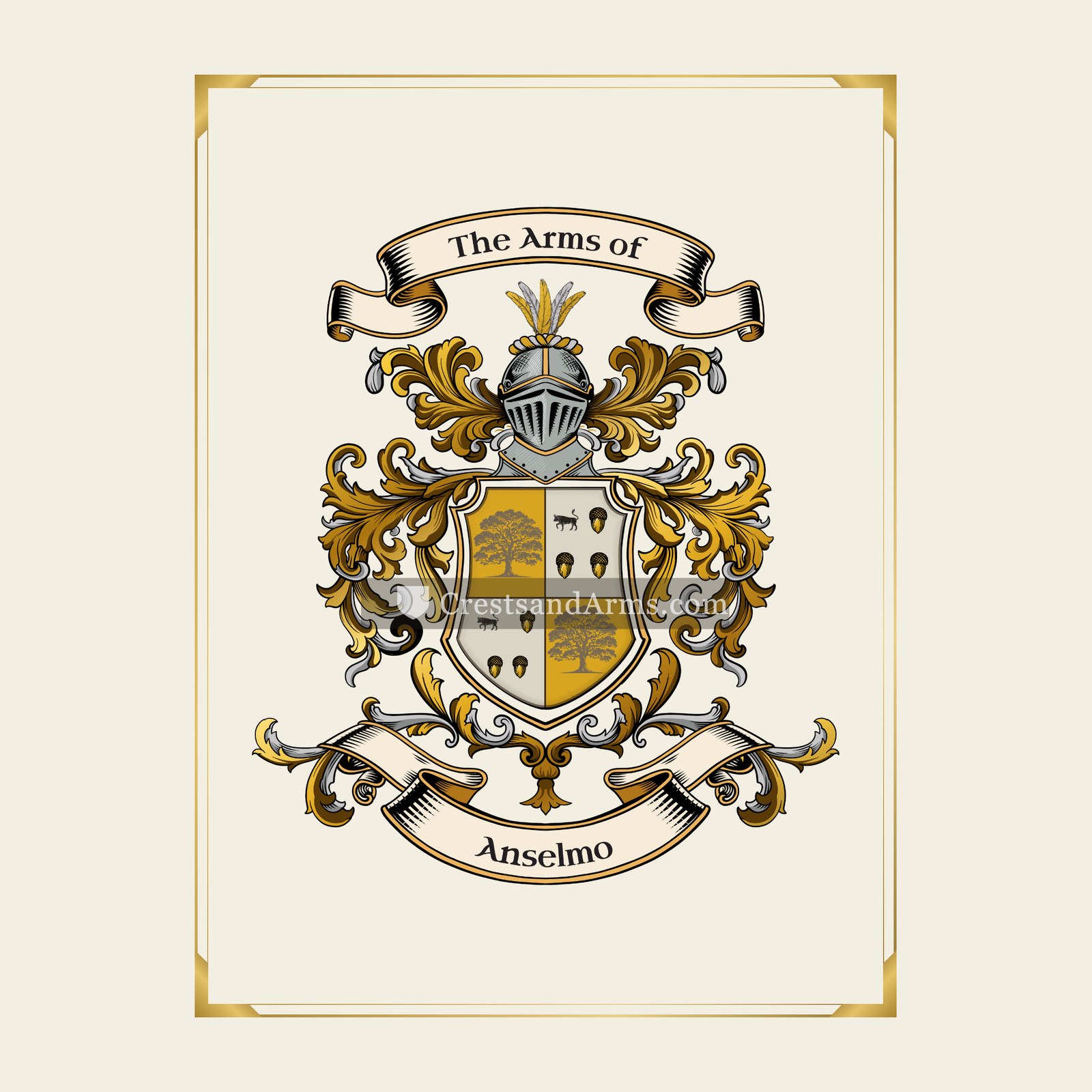 With gold border