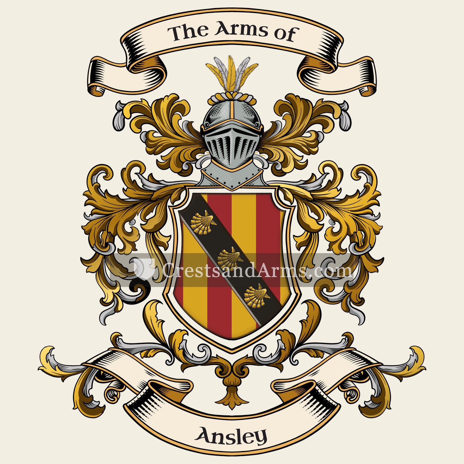 The Ansley coat of arms, drawn from the recorded blazon