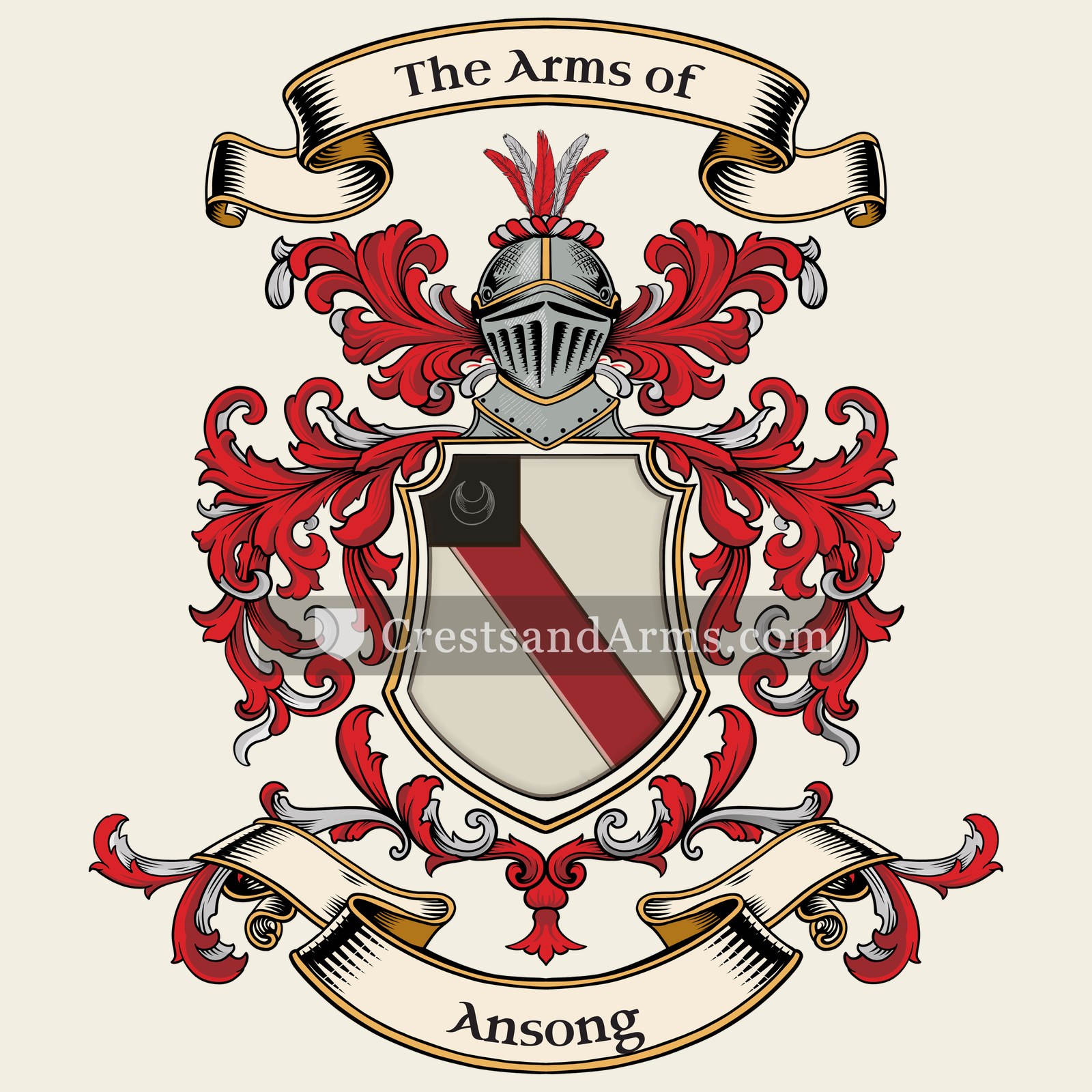 The Ansong coat of arms, drawn from the recorded blazon