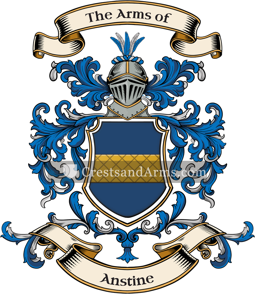 The Anstine coat of arms, drawn from the recorded blazon