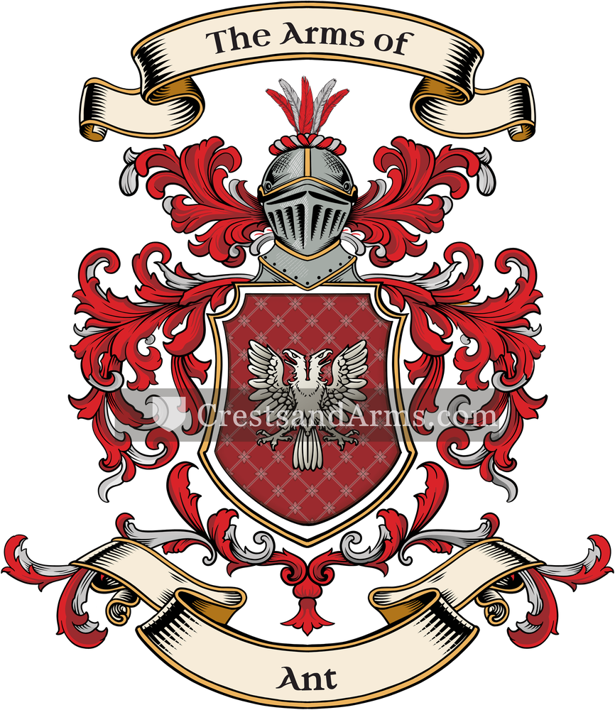 The Ant coat of arms, drawn from the recorded blazon