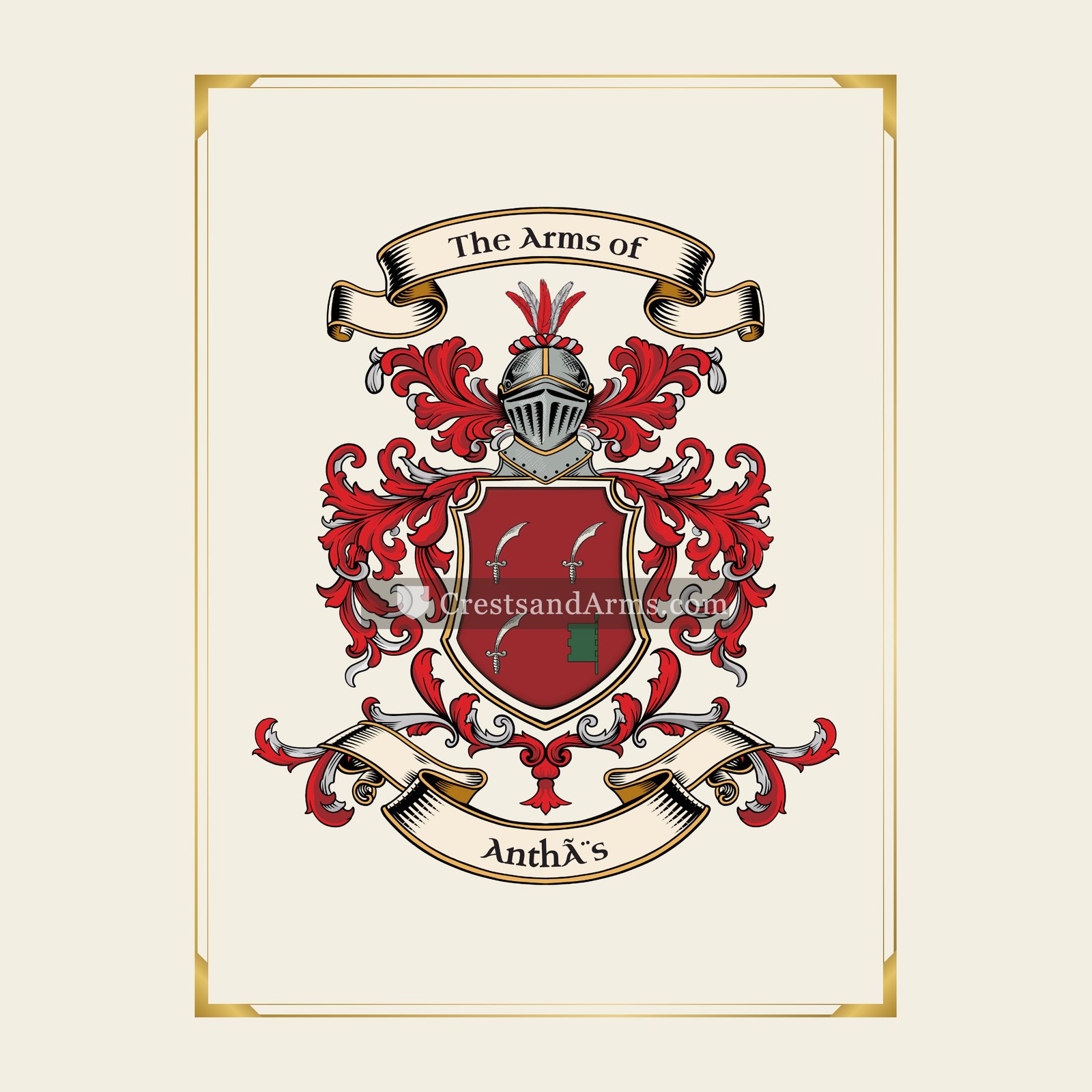 With gold border