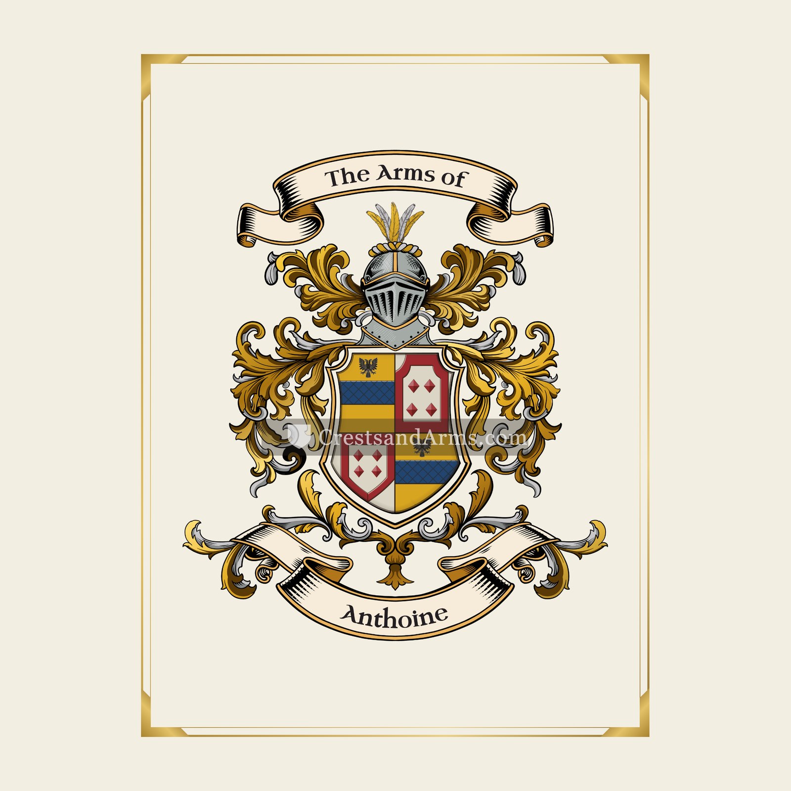 With gold border