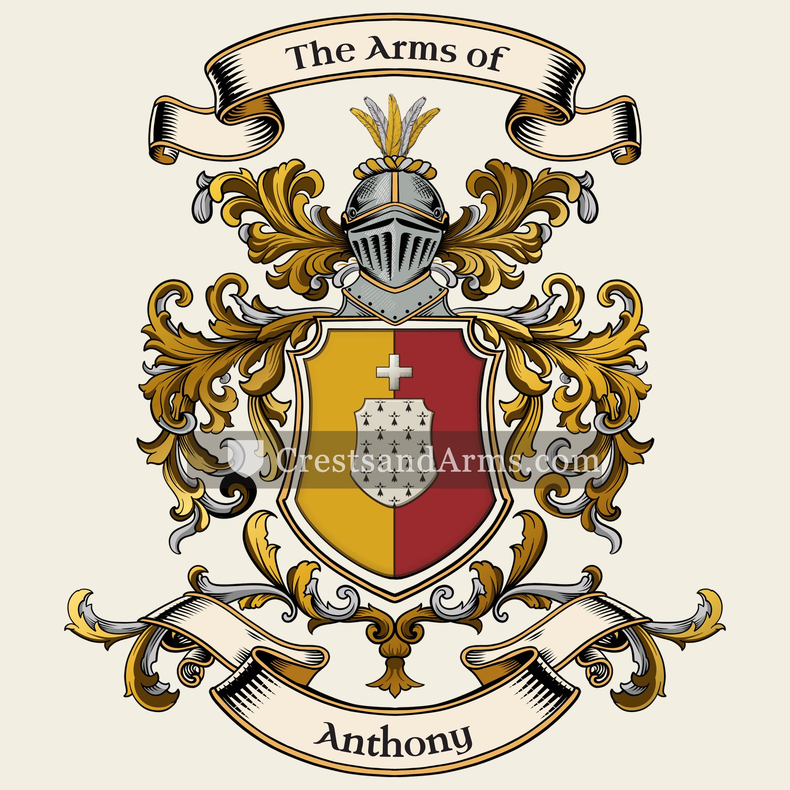 The Anthony coat of arms, drawn from the recorded blazon