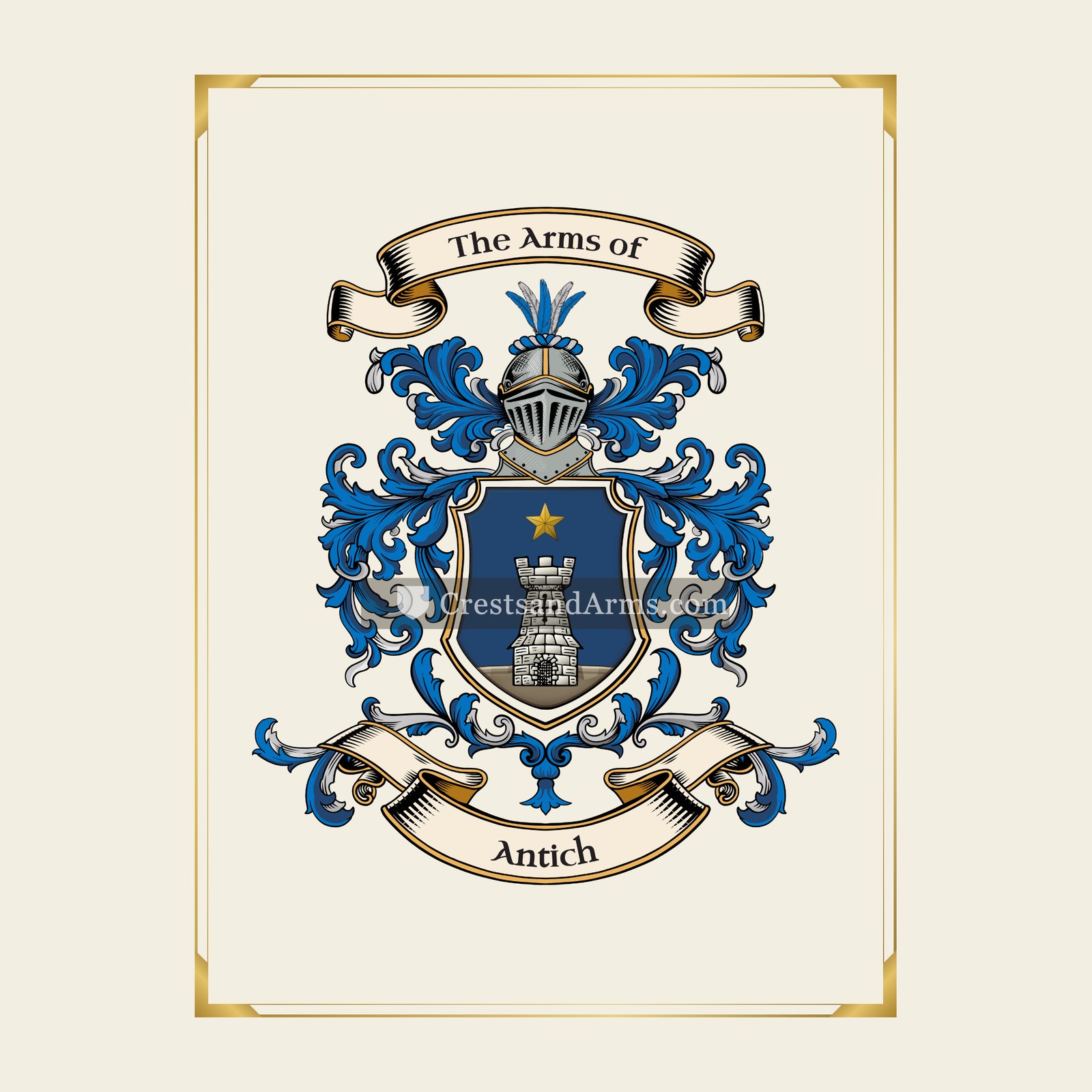 With gold border