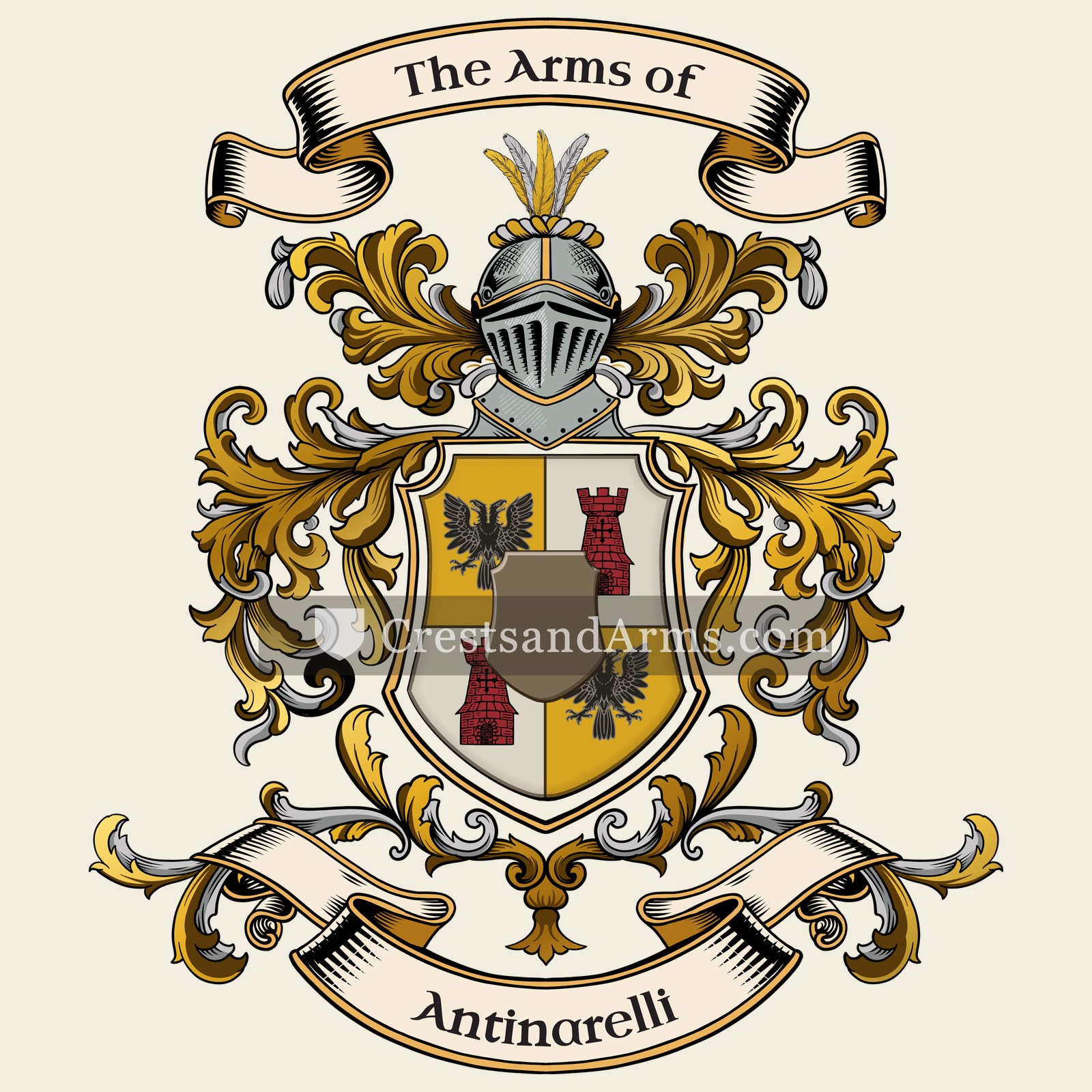 The Antinarelli coat of arms, drawn from the recorded blazon