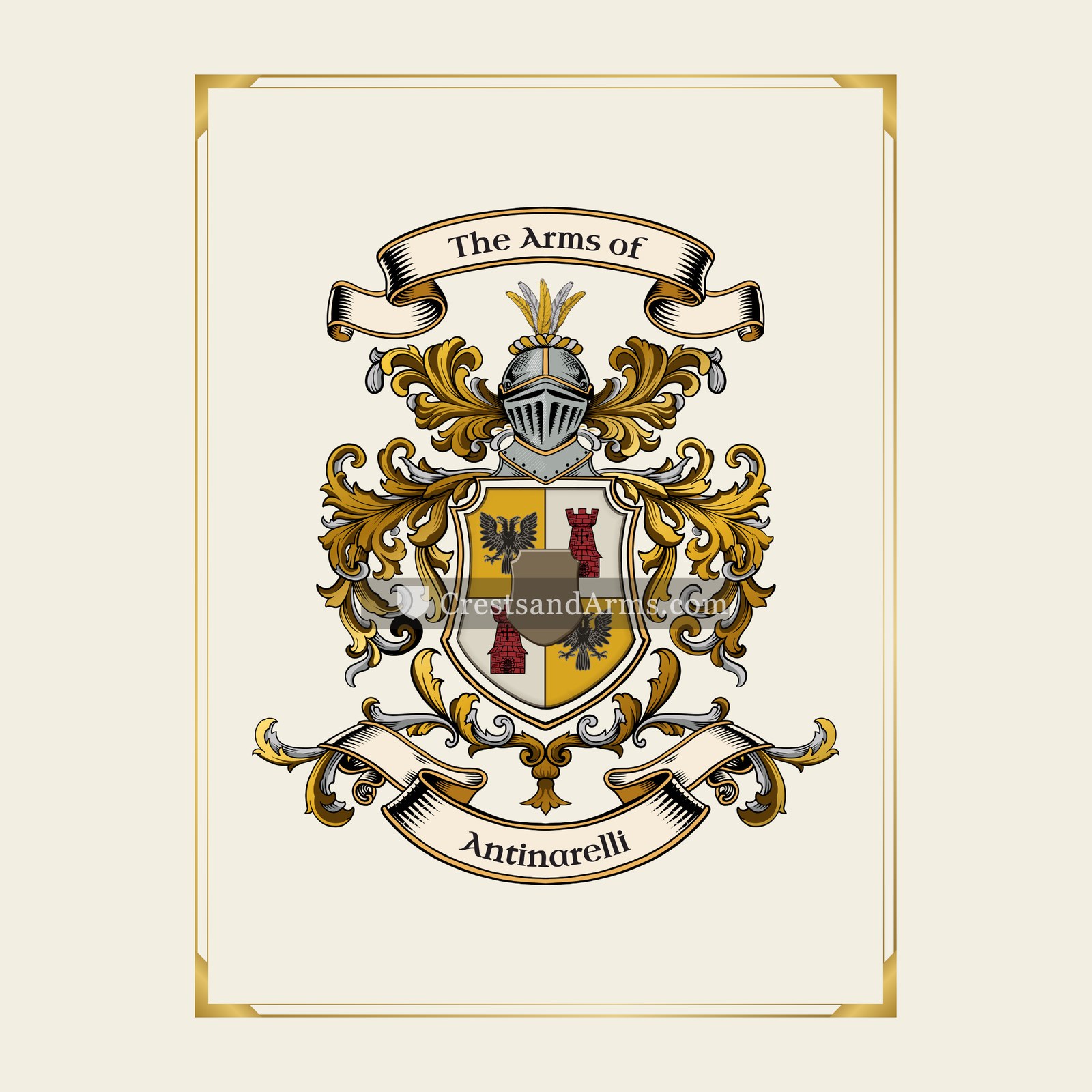 With gold border