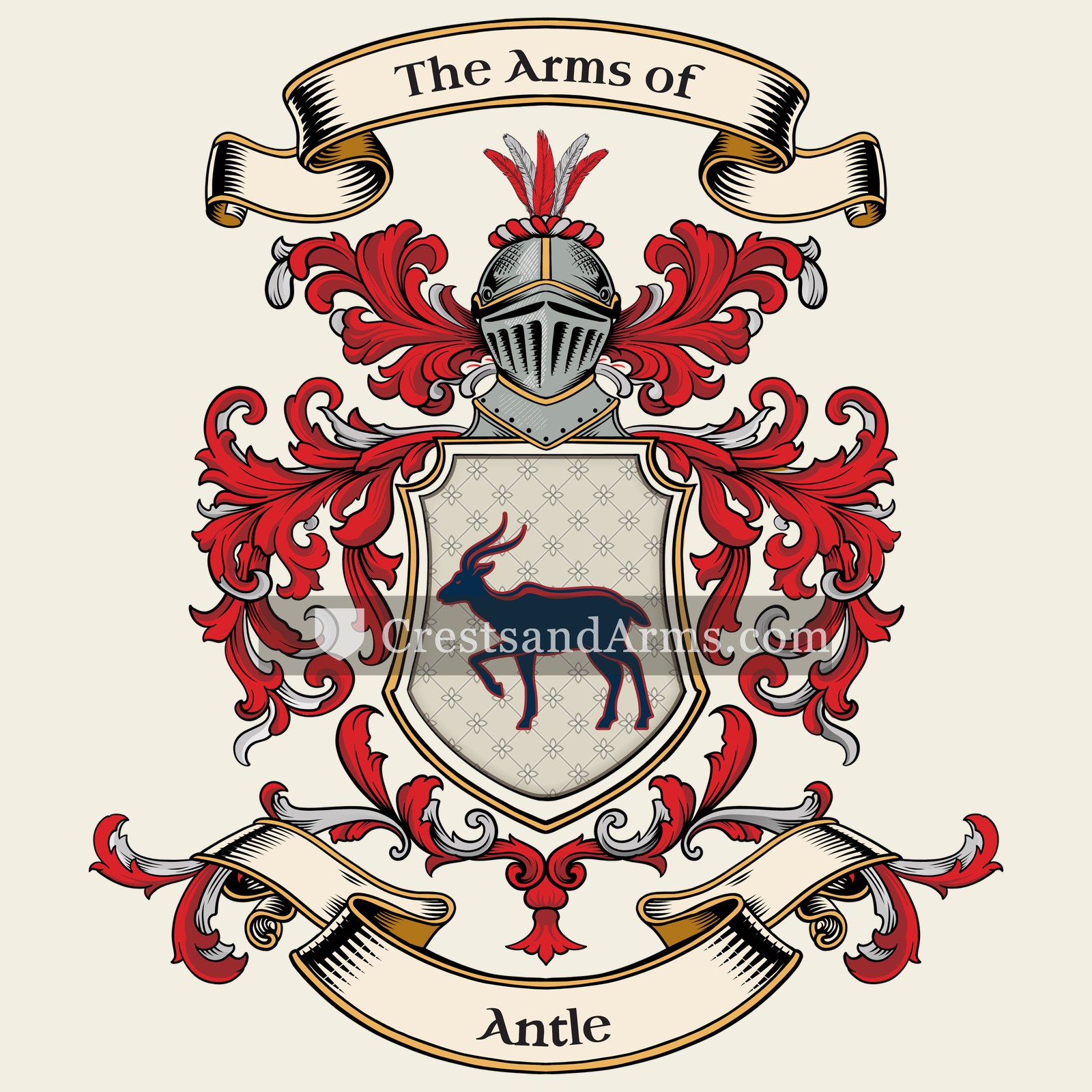 The Antle coat of arms, drawn from the recorded blazon