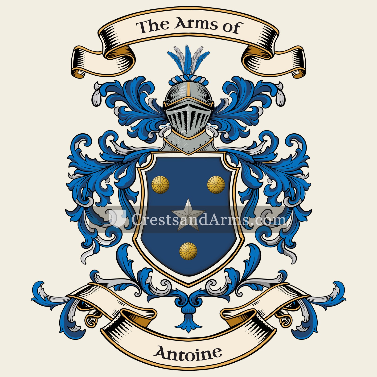 The Antoine coat of arms, drawn from the recorded blazon