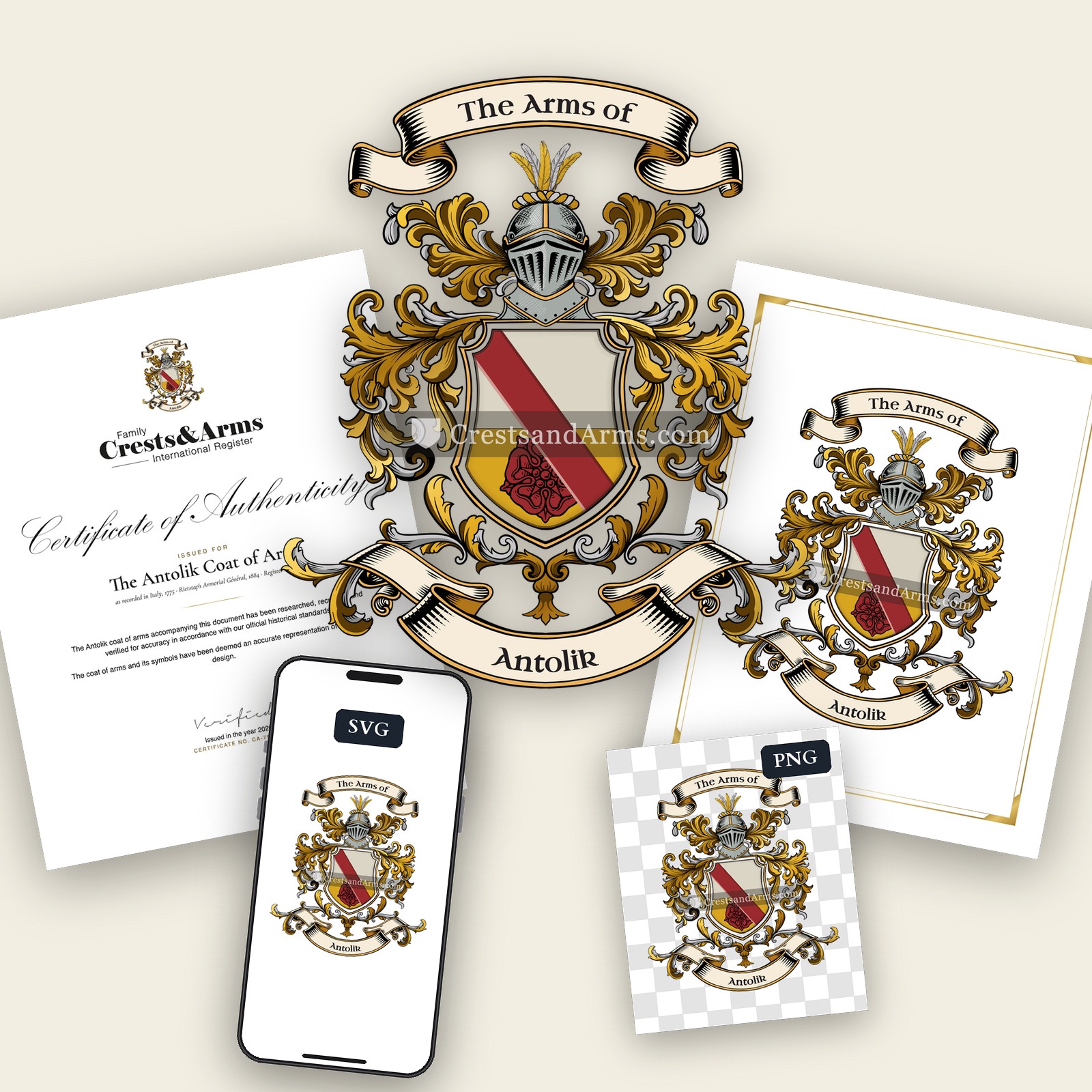 The Antolik arms on the coat of arms — digital pack