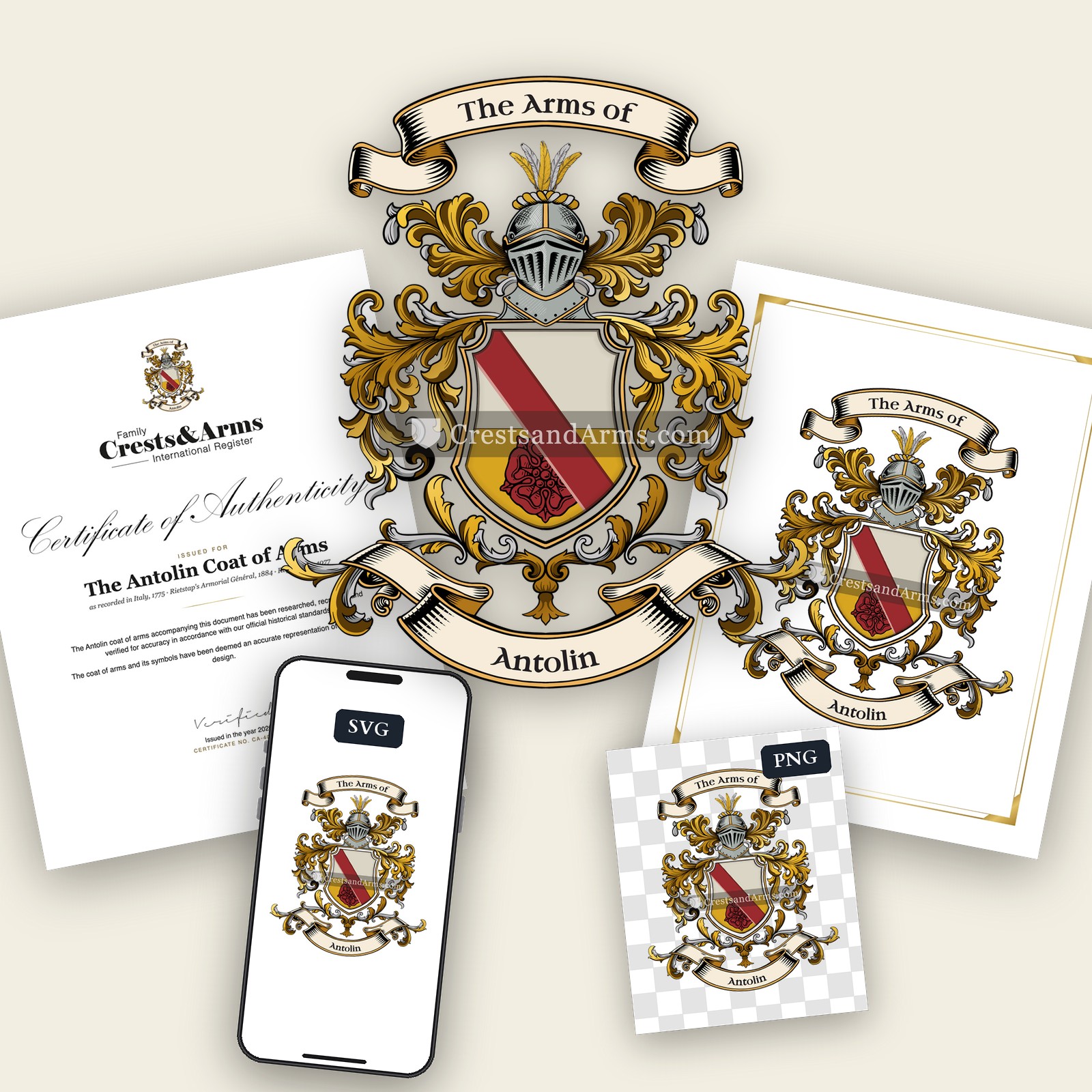 The Antolin arms on the coat of arms — digital pack