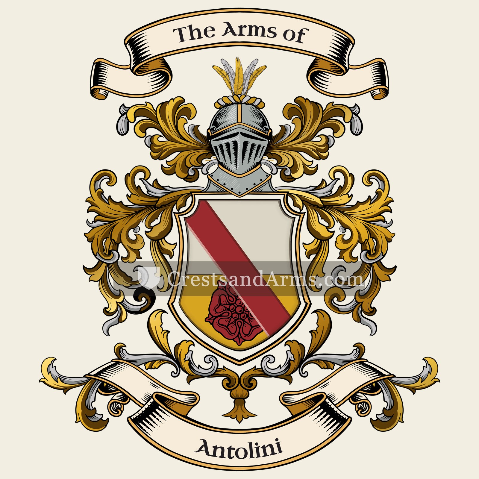 The Antolini coat of arms, drawn from the recorded blazon
